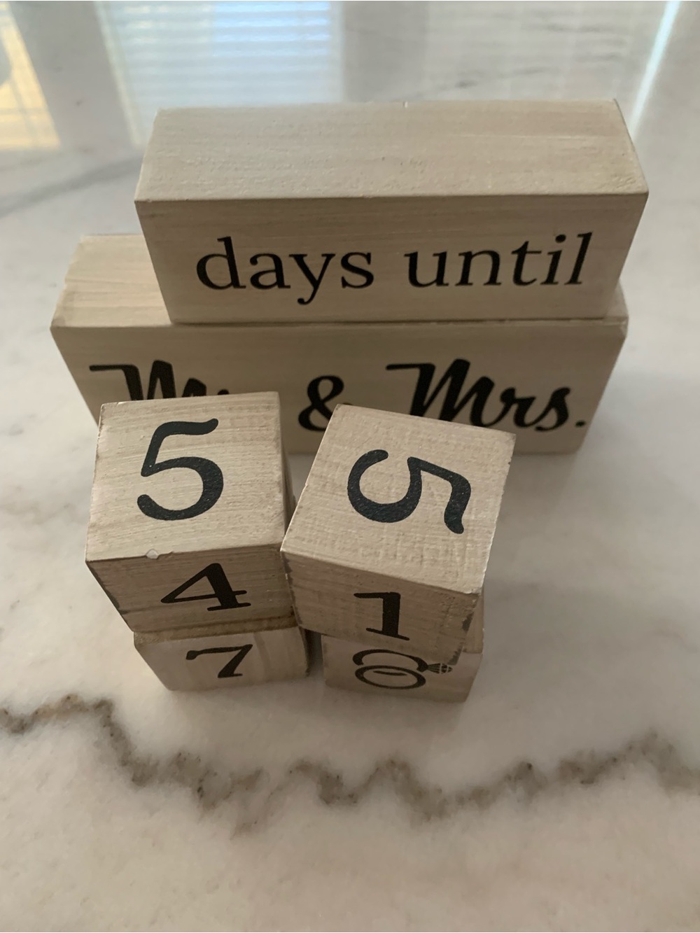 Rustic Wooden Wedding Countdown Calendar Block Set Grey Distressed Farmhouse
